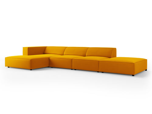 Cosmopolitan Design linker hoekbank Arendal 5-zits, flueel, geel - 166x341x70cm
