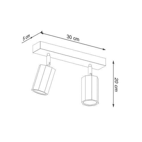 Sollux Lighting Plafondlamp ZEKE 2 eik - 30x5x20cm