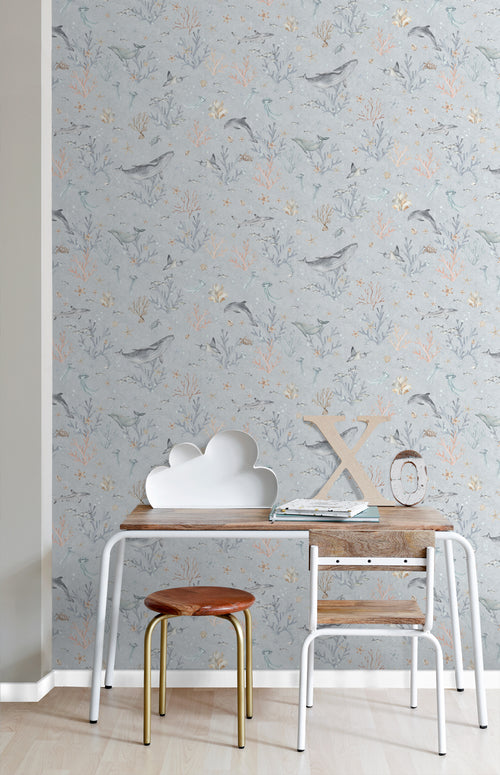 ESTAhome behang onderwaterwereld blauw - 50 x 900 cm - 131259 - vtwonen shop