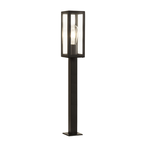 Searchlight Box - 1-lichts zwarte tuinpaal met helder glas IP44, E27