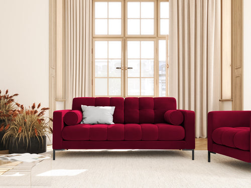 Cosmopolitan Design Bank Bali 2-zits, flueel, rood - 96x152x75cm