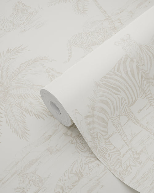 ESTAhome behang jungle dieren beige en wit - 50 x 900 cm - 132118