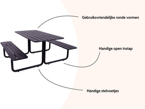 MaximaVida metalen picknicktafel Max zwart - 150 cm - vtwonen shop