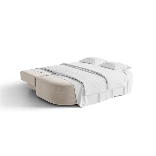 Cosmopolitan Design - Slaapbank met opbergdoos Sophia 3-zits, flueel beige - 110x202x89cm