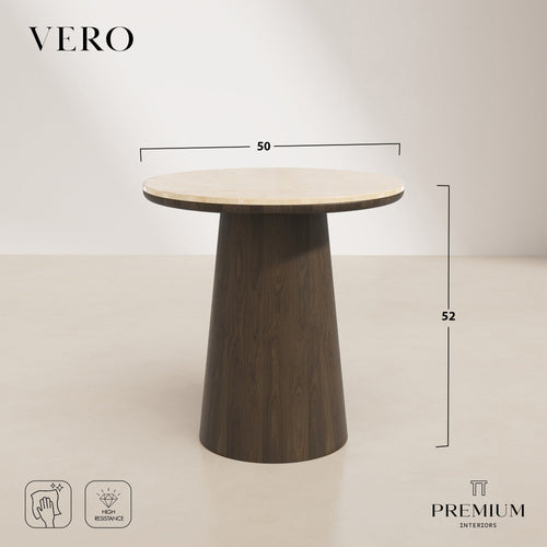 Premium Interiors - Bijzettafel VERO - multiplex en marmer wit marmer en zwart hout 50cm