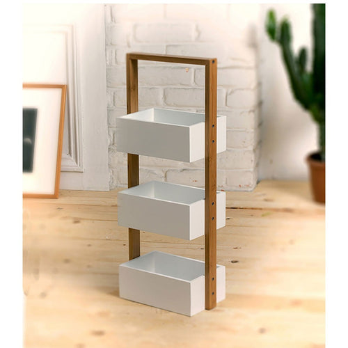 Calicosy - Rechte bamboe plank met 3 opbergvakken  15x28.5x66 cm