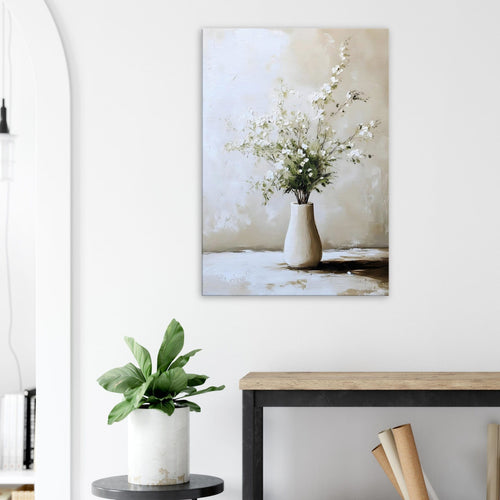 Artfulprints Canvas Artistic flowers in a vase canvas - 50x70 cm - Wit