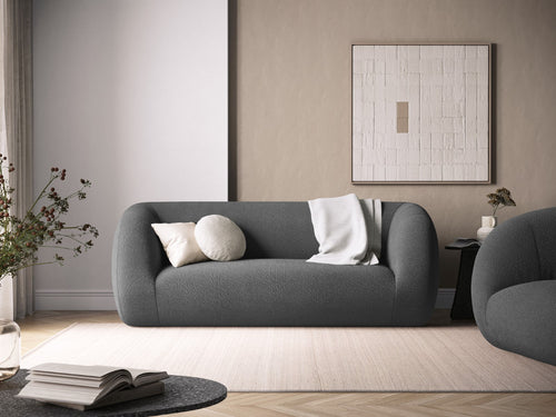 Cosmopolitan Design Bank Essen 2-zits, boucle, donkergrijs - 95x210x86cm
