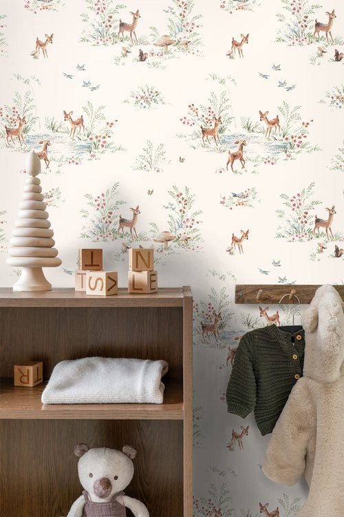 ESTAhome behang hertjes licht crème beige - 50 x 900 cm - 131428