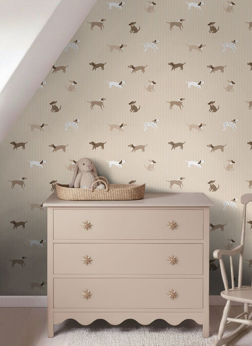 ESTAhome behang honden beige - 50 x 900 cm - 132019
