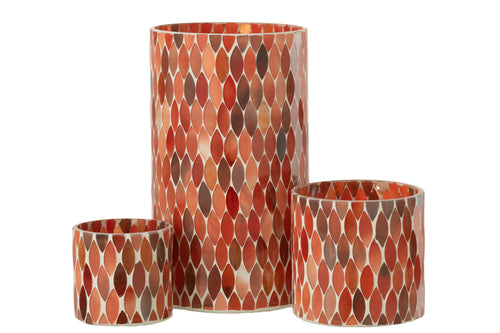 J-Line windlicht Mozaiek Blad - glas - rood/oranje - large - vtwonen shop