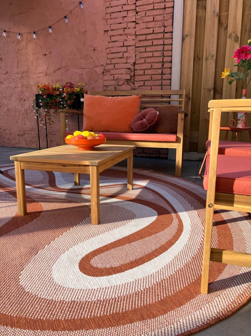 Interieur05 Organisch gevormd buitenkleed Loop Stone Roest - 240 x 340 cm - vtwonen shop