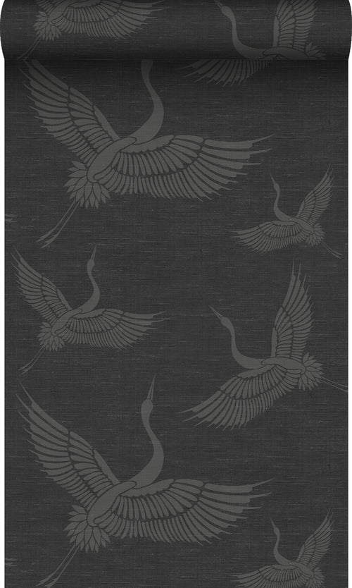 Origin Wallcoverings behang kraanvogels donkergrijs - 0,53 x 10,05 m - 347760 - vtwonen shop