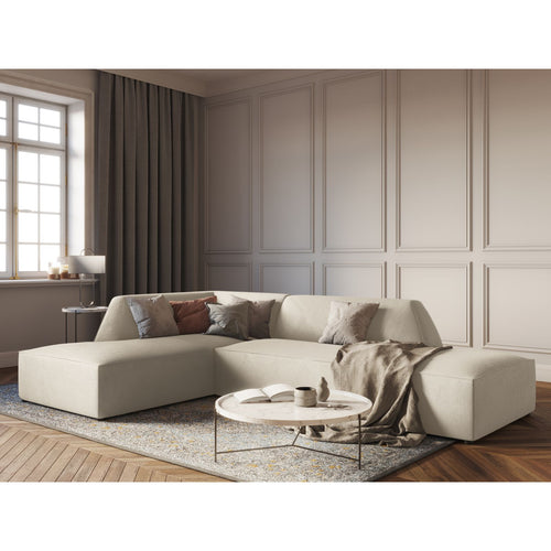 Cosmopolitan Design - Modulaire hoekbank links Siena 4-zits, ribfluwelen lichtbeige - 180x273x69cm