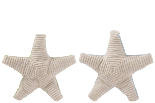 J-Line decoratie Zeester - polyester - muntblauw/groen - set van 2