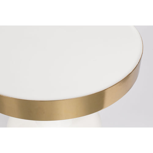 Zuiver Glam Bijzettafel Rond 36 cm Wit/ Goud - vtwonen shop