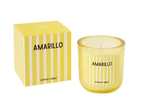 J-Line geurkaars Amarillo - Citrus Sense - polyresin - was/geel - large