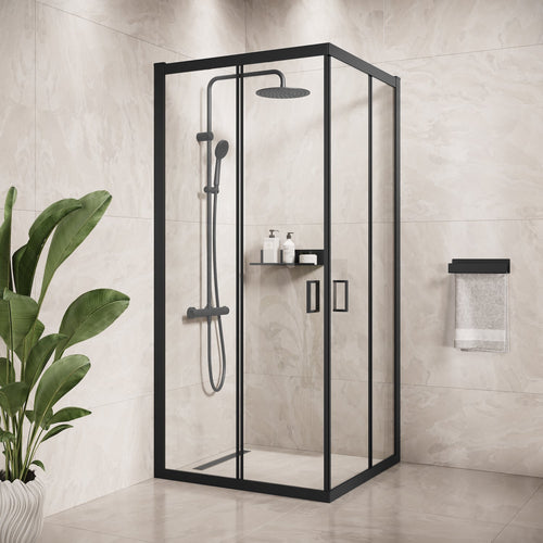 Badplaats Douchecabine Dakota 80 x 80 x 190 cm – Zwart – Douchewand met Schuifdeur