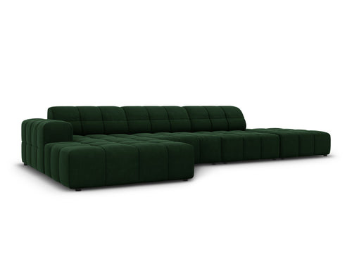 Cosmopolitan Design linker hoekbank Chicago 5-zits, flueel flessengroen - 167x348x78cm