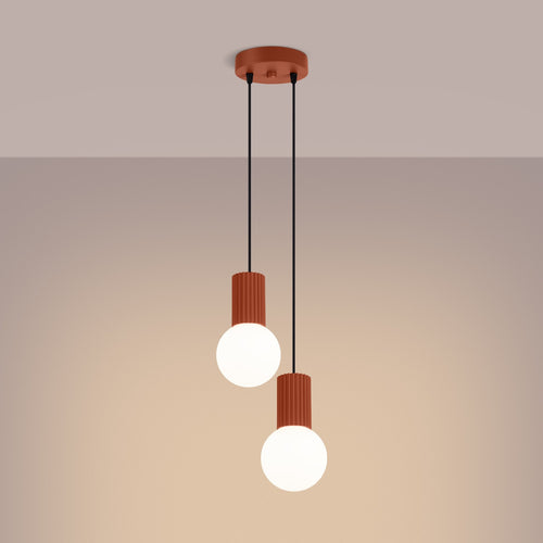 Sollux Lighting Hanglamp HALO 2P rode oker - 15x15x120cm