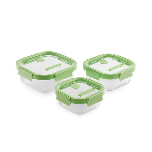 Lékué Vershouddoos Glas Vierkant, set van 3