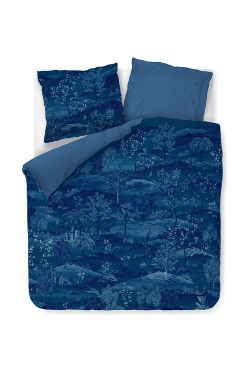 Pip Studio Dekbedovertrek Sundara Wood - 240 x 200/220 cm - Donkerblauw