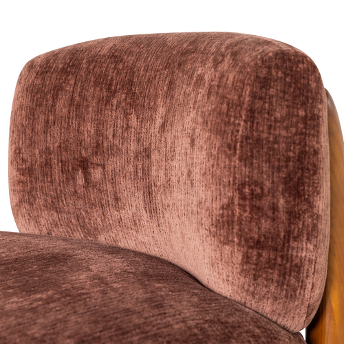 WOOOD fauteuil Runi - Hout/Velvet - Paars/Bruin - 69x64x72