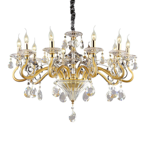 Ideal Lux Negresco - Kroonluchter met 10 lichtpunten, gouden afwerking, E14