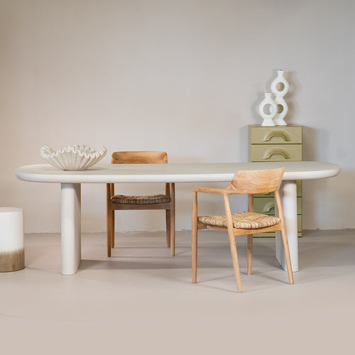 Giga Meubel Eettafel Maya - Deens Ovaal - Beige Betonlook - 300x100x75cm - vtwonen shop