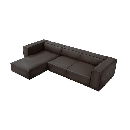 Cosmopolitan Design - Linker hoekbank Turin 5-zits, echt leer grafiet - 173x290x68cm