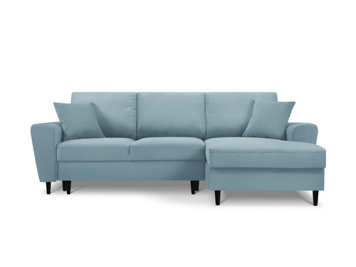 Cosmopolitan Design Converteerbare hoekbank rechts met opbergdoos Kyoto 4-zits, ribfluwelen, lichtblauw - 145x241x88cm