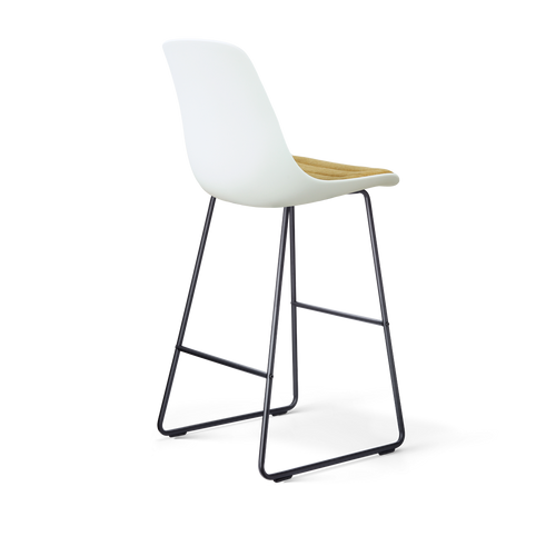 Nolon Nino-Liv barkruk wit met warm oker zitkussen - zwart onderstel - 75 cm