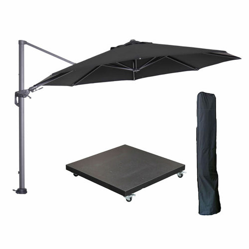 Garden Impressions zweefparasol Hawaii zwart 350x350 cm + 90 kg voet en hoes - vtwonen shop