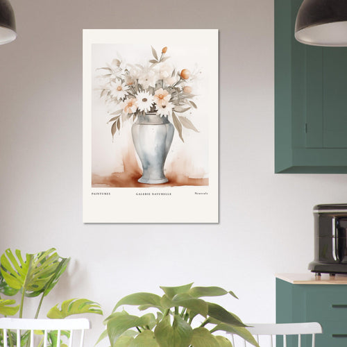 Artfulprints Poster met Lijst Bloemen in vaas 1   - 50x70 cm - Taupe