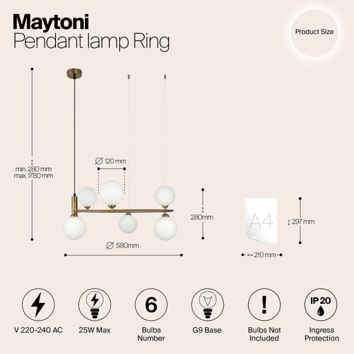 Maytoni - Hanglamp Ring - Messing - Ø58 - vtwonen shop