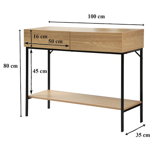 Calicosy - Console 2 Laden 1 Plank TESSA - 35x100x81 cm