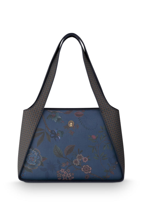 Pip Studio Filou Schoudertas Medium Bodhi Flower Dames - Blauw - 34x13x23 cm