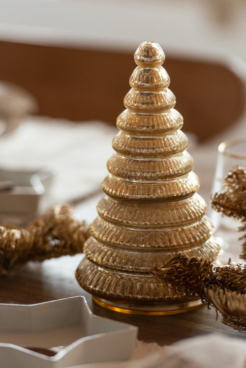 J-Line geurkaars Boom Geribbeld - glas - goud - large - vtwonen shop