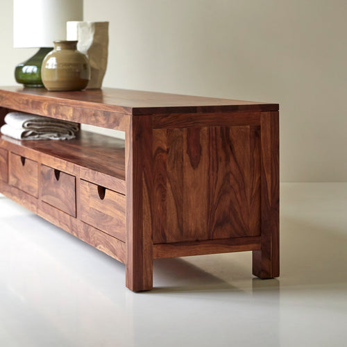 Tikamoon Massief palissander tv-meubel 200 cm - Donkerbruin - vtwonen shop