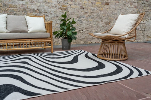 Interieur05 Buitenkleed Swirl Rechthoek - Zwart - Dubbelzijdig - 240 x 340 cm - vtwonen shop