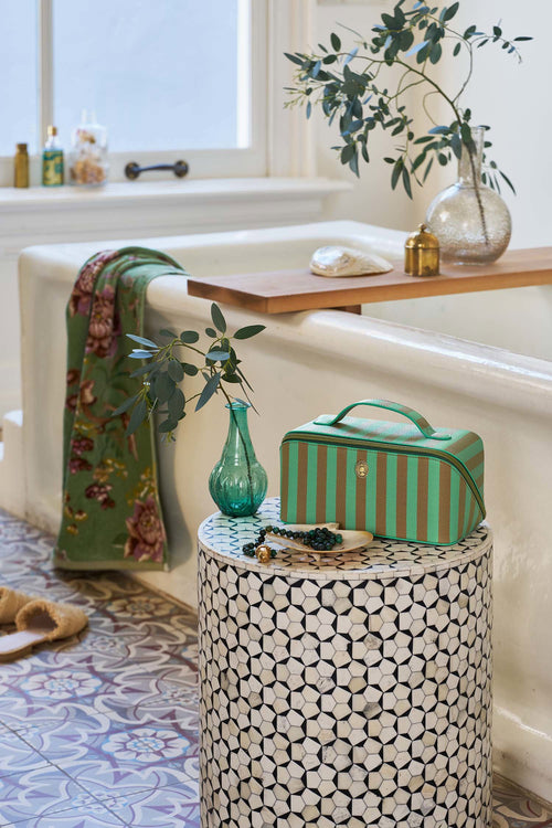 Pip Studio - Cyrille Make-up Tasje Dames - Stripe - Groen - 11x5x22cm - vtwonen shop