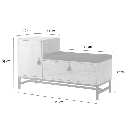 Calicosy - Schoenenbank met 2 opbergvakken - JILL - 38x101x59 cm