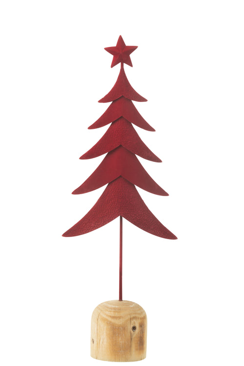 J-Line decoratie Kerstboom Op Voet  + Ster - metaal/hout - rood - large - vtwonen shop