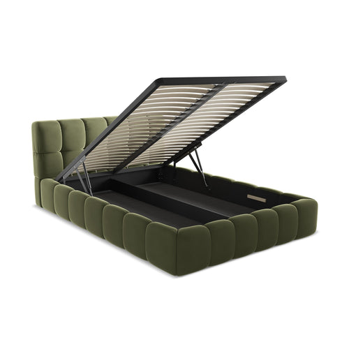 LaMiaSofa Bed met opbergruimte Roma - velours - olijf - 160x228x82