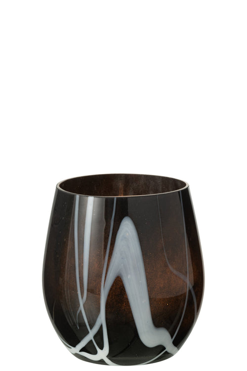 J-Line windlicht Rookeffect - glas - zwart/wit