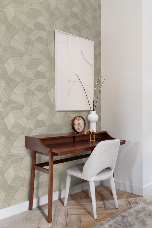 Origin Wallcoverings eco-texture vliesbehang grafisch 3D motief zand beige - 0.53 x 10.05 m - 347819 - vtwonen shop