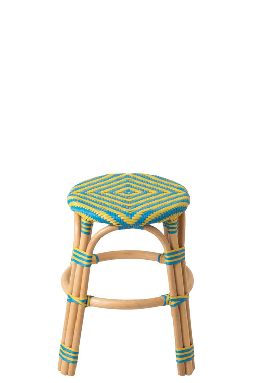 J-Line kruk Geo - riet - geel/azuurblauw - 2 stuks