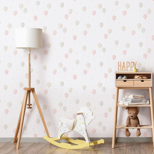 Sanders & Sanders behang luchtballon licht roze, beige en wit - 53 cm x 10.05 m - 640634