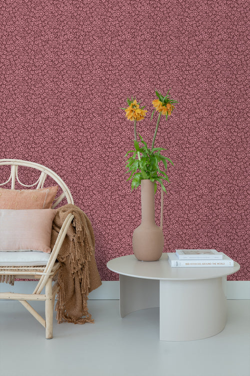 ESTAhome behang bloemetjes aubergine paars - 50 x 900 cm - 131672 - vtwonen shop