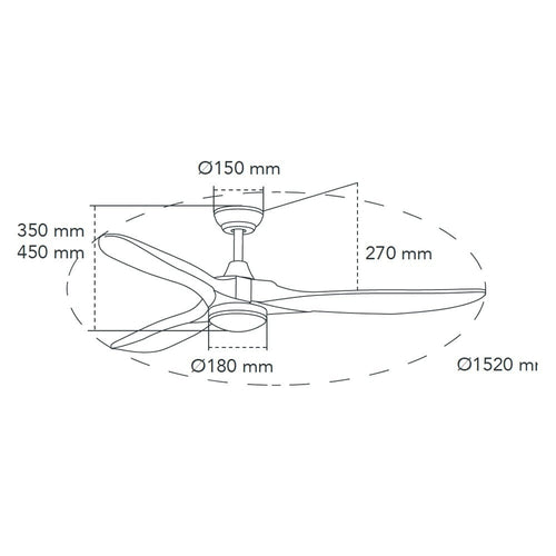 CristalRecord plafondventilator Yenbig - 1 lichts - 152  x 45   cm - mat-chroom bruin - vtwonen shop